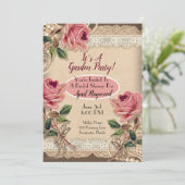 Einladungen für Vintage Rosen Polterabend (Stehend Vorderseite)