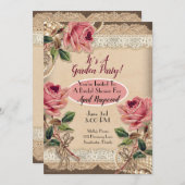 Einladungen für Vintage Rosen Polterabend (Vorne/Hinten)