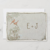 Einladungen für Vintage Vögel Damask Hochzeit (Rückseite)