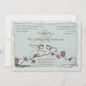 Einladungen für Vintage Vögel Damask Hochzeit (Vorderseite)