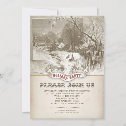 Einladungen für Vintage Winterferien (Vorderseite)