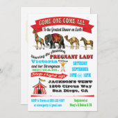 Einladungen für Vintage Zirkustiere Kinderdusche (Vorne/Hinten)