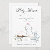 Einladungen für Vogel- und Nest-Babydusche (Vorne/Hinten)