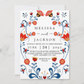 Einladungen für Volkshochzeiten Blau und Rot (Vorderseite)