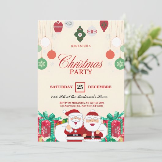 Einladungen für Weihnachtsfeiern individuell anpas (Stehend Vorderseite)