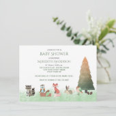 Einladungen für Woodland Animals Baby Dusche (Stehend Vorderseite)