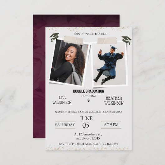 Einladungen für zwei Abschlüsse (Vorne/Hinten)