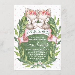 Einladungen für zwei Girl Fox Babydusche