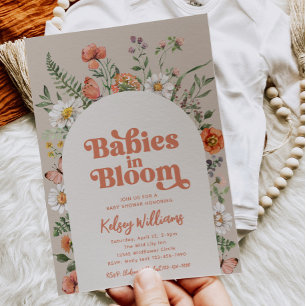 Einladungen für zwei Wildblumen Babydusche