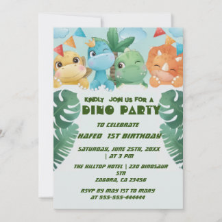 Einladungen Geburtstag 1. Personalisierter Dinosau