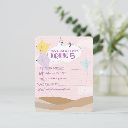 Einladungen | Geburtstag | Kites am Meer (Stehend Vorderseite)