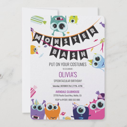 Einladungen | Geburtstag | Monster Bash! (Vorderseite)