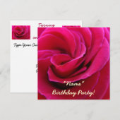 Einladungen Geburtstagsparty Rosa Blume Karten (Vorne/Hinten)