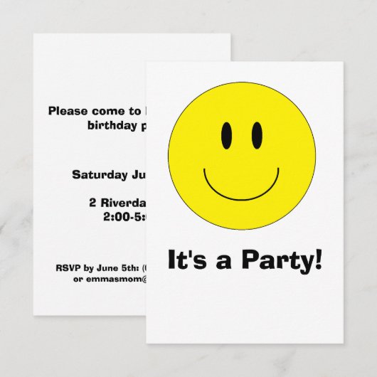 Einladungen "Happy Face" (Vorne/Hinten)