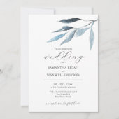 Einladungen Hochzeit Dusty Blue Botanicals (Vorderseite)