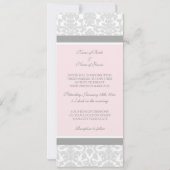 Einladungen Hochzeit Rosa graue weiße Damaskus (Rückseite)
