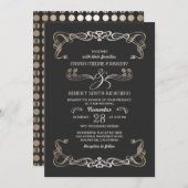 Einladungen Hochzeiten Art Deco Gold (Vorne/Hinten)