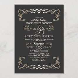 Einladungen Hochzeiten Art Deco Gold