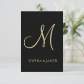 Einladungen Hochzeitsgold schwarz Anpassen Monogra (Stehend Vorderseite)