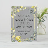 Einladungen in Gelb und Grau (Stehend Vorderseite)