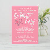 Einladungen in Rosa und Weiß Junggeselinnen-Abschi (Stehend Vorderseite)