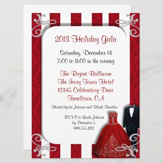 Einladungen in Rot und Silber (Vorne/Hinten)