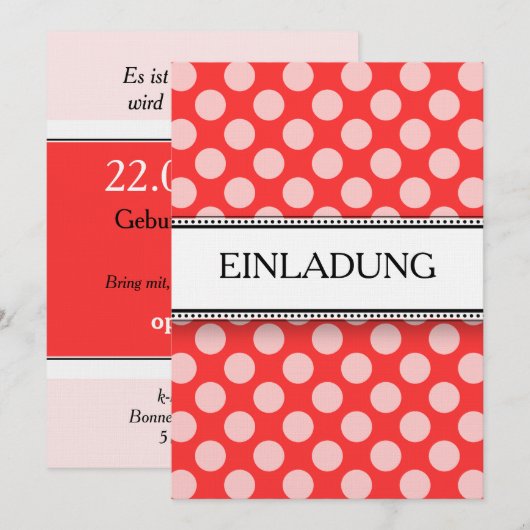 Einladungen in Rot-Weiß (Vorne/Hinten)