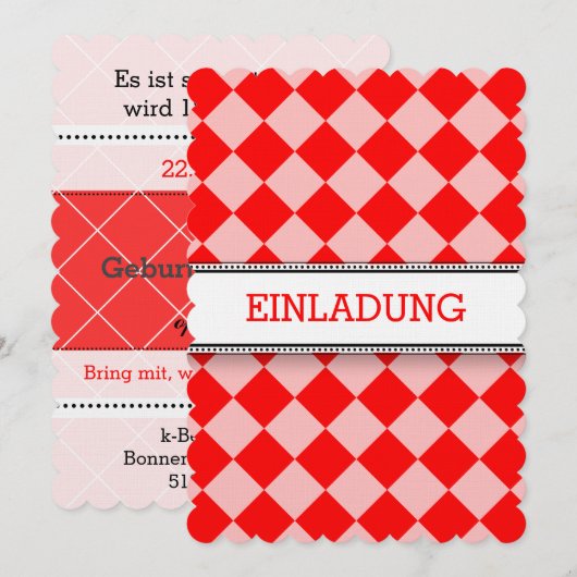 Einladungen in Rot-Weiß (Vorne/Hinten)