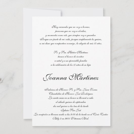 Einladungen in Spanisch (Rückseite)