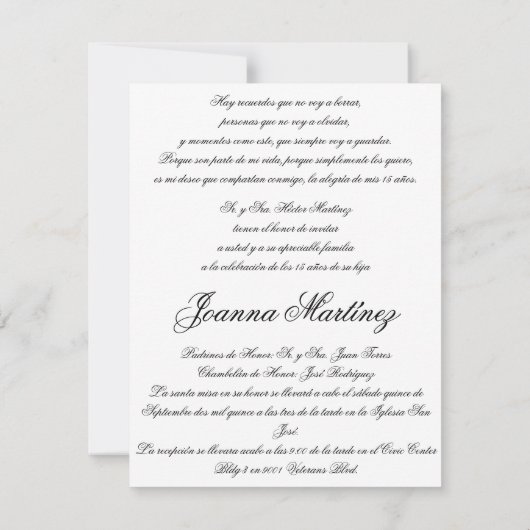 Einladungen in Spanisch 4.25 x 5.5 (Rückseite)