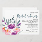 Einladungen mit Blume zur Bridaldusche (Vorne/Hinten)