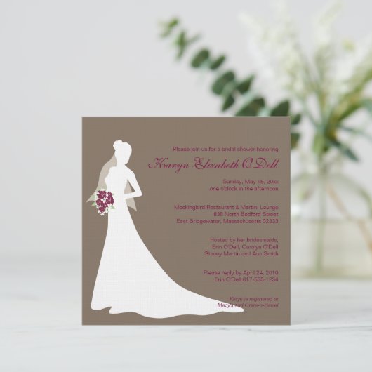 Einladungen mit Brautdusche - individuell gestalte (Stehend Vorderseite)