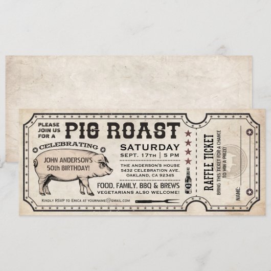 Einladungen mit dem Raffle Ticket v1 (Vorne/Hinten)