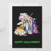 Einladungen mit der Hexe aus schwarzem Halloween-P (Rückseite)