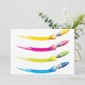 Einladungen mit farbenfrohen Pinseln (Stehend Vorderseite)