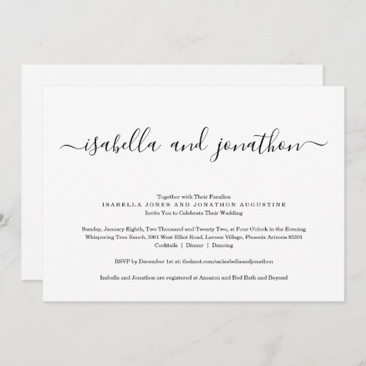 Einladungen mit UAWG & Registry für eine Hochzeit (Vorne/Hinten)