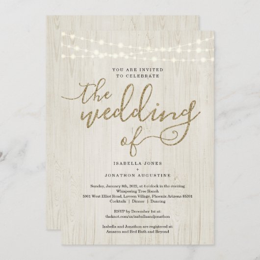 Einladungen mit UAWG & Registry für eine Hochzeit (Vorne/Hinten)