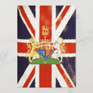 Einladungen mit Vintage-Union-Jack und Wappen