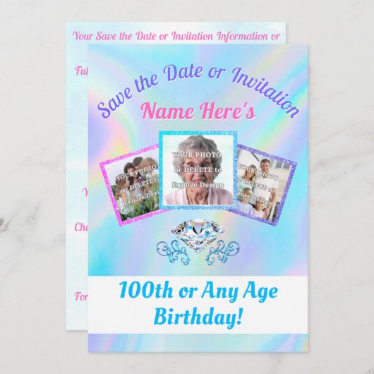 Einladungen oder 100 Save the Date mit 1 - 3 Fotos (Vorne/Hinten)