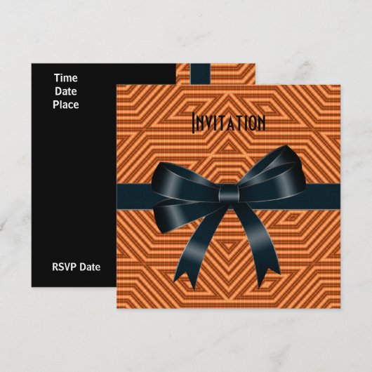 Einladungen Orange Stripe Black Bow (Vorne/Hinten)