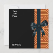 Einladungen Orange Stripe Black Bow (Rückseite)