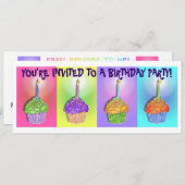 Einladungen - Pop Art Geburtstagskuchen (Vorne/Hinten)