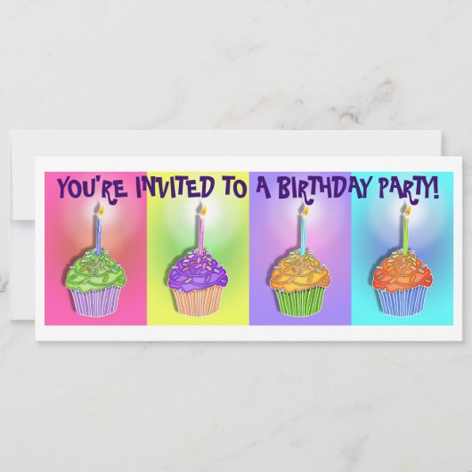 Einladungen - Pop Art Geburtstagskuchen (Vorderseite)