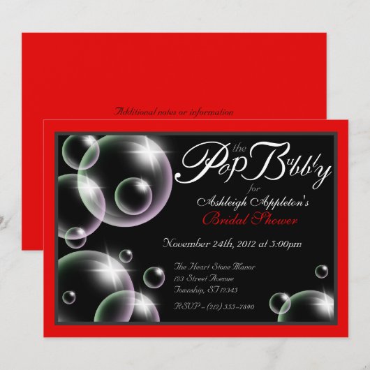 Einladungen "Pop the Bubbly" (Vorne/Hinten)