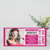 Einladungen, rosa Ticket Einladung (Stehend Vorderseite)