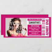 Einladungen, rosa Ticket Einladung (Vorne/Hinten)