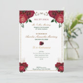 Einladungen Rot, Weiß und Gold Quinceñera (Stehend Vorderseite)