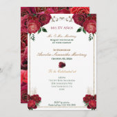Einladungen Rot, Weiß und Gold Quinceñera (Vorne/Hinten)