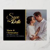 Einladungen Save the Date in Schwarz und Gold (Vorderseite)