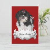 Einladungen Shitzu Shih Tzu Welpe Hunde Red Black (Stehend Vorderseite)